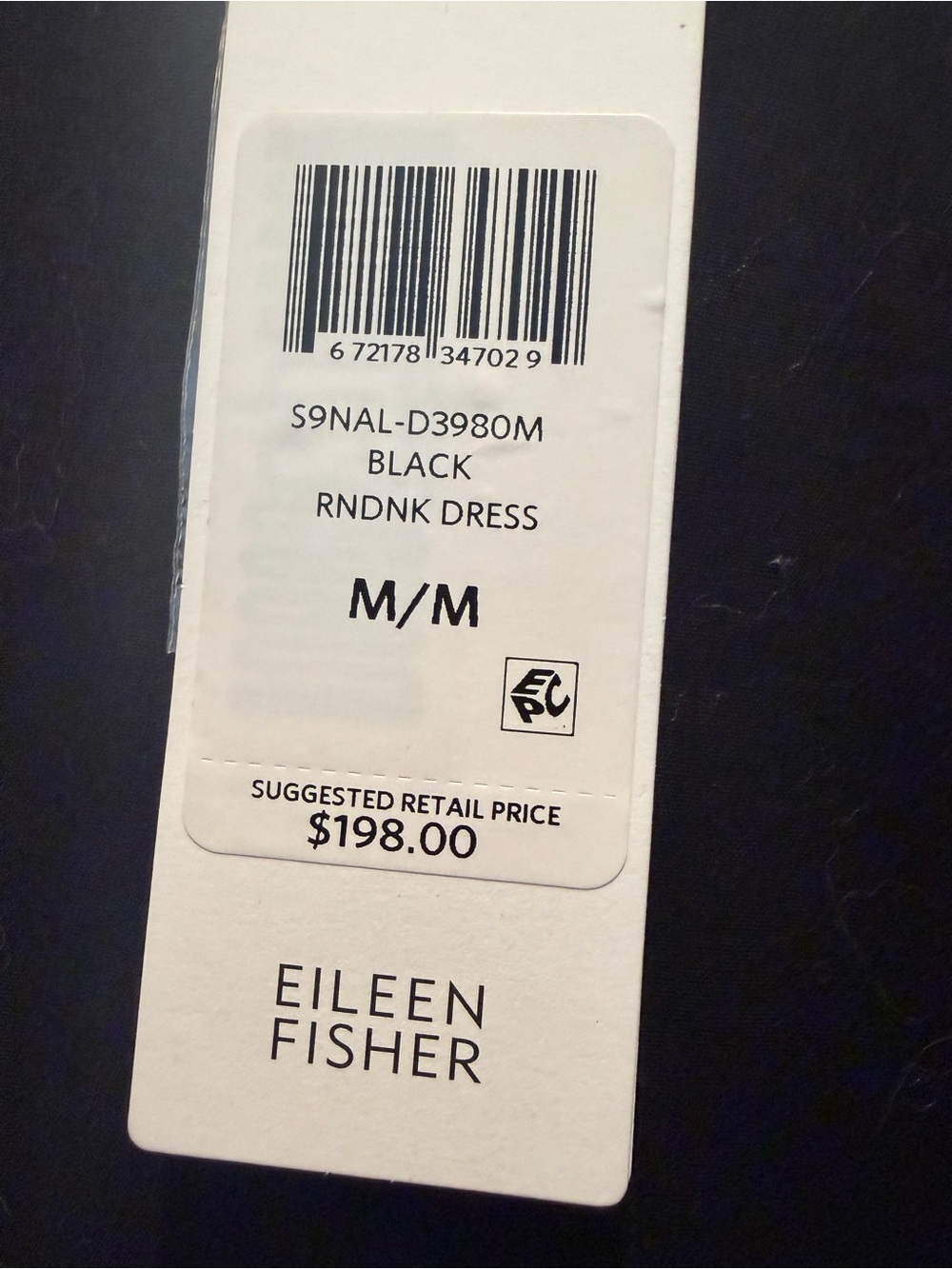 Eileen Fisher Black Organic Cotton Round Neck Sleeveless Midi Shift Dress - Picture 5 of 8